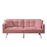 JAHH Futon Sofa Bed with 5 Golden Metal Legs,...