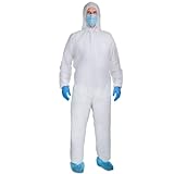 5 Pack White Disposable Coveralls with Hood,...