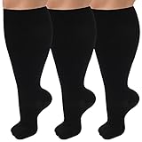 3 Pack Wide Calf Compression Socks for Women &...