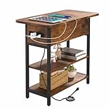 Yoobure End Table with Charging Station, Flip Top...