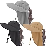 3pcs Sun Hat with Ponytail Hole for Women - Wide...