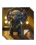 Music Elephant Cloth Napkins Set of 4, Cute...