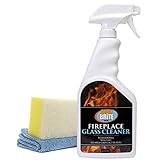 Quick N Brite Fireplace Glass Cleaner with Cloth,...