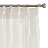 LETAU Sheer Beige Curtains 102 inches Long, Linen...