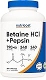 Nutricost Betaine HCl + Pepsin 790mg, 240 Capsules...