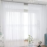 LONGTAI Windows Sheer White Curtains 84 Inches...