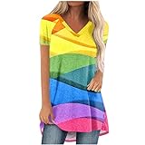Womens Summer Tops 2023 Baggy Cute Pleated V Neck...