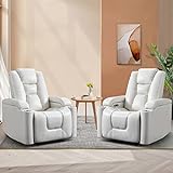 ANJ White Power Recliner Chair Set of 2, Electric...