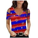 Off Shoulder Shirt Womans 4th of July Independence...
