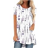XpigPq Summer Marble Print Tops for Women Loose...