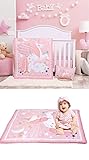 UOMNY Crib Bedding Set for Girls + Play Mat