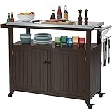 GDLF Outdoor Storage Cabinet Solid Wood Prep Grill...