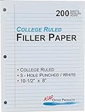 COLLEGE RULED, 200 Sheets, Filler Paper, Loose...