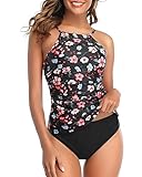 Tempt Me Women Pink Floral Two Piece High Neck...