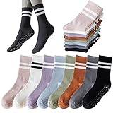 Tergy 8 Pairs Long Yoga Socks with Grip for Women...