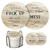 LIFVER Funny Coasters for Drinks with Holder, Set...