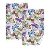 Spring Butterfly Cotton Hand Towels Colorful...
