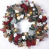 Christmas Wreath for Front Door Wreath, 24 Inch...