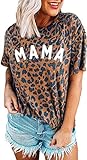 Womens Madre Leopard Print T-Shirts Short Sleeve...