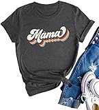 Retro Mama Shirt Women Cute Mama Rainbow Graphic...