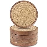 Eykao Wood Coasters for Drinks, Absorbent Coaster...