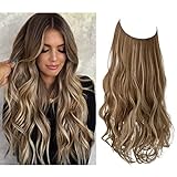 SARLA Invisible Wire Hair Extensions Long Wavy...