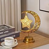 LED Moon Star Table Lamp, Gold Ramadan Moon...