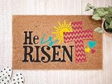 He is Risen Doormat Easter Doormat Colorful...