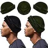 2 Pieces Velvet Turban for Men Vintage Twist Head...