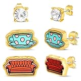 Friends TV Show Stud Earring 3 Pair Set with Sofa,...