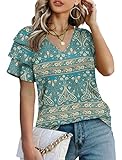 Floral Shirts for Women Dressy Casual V Neck Tops...