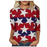 Womens Tops Casual American Flag Shirt Tops Womens...