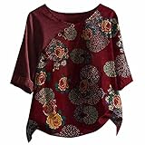 Womens Tops Dressy Casual Button Cotton Linen...