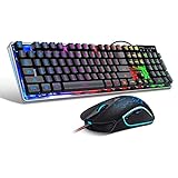 Gaming Keyboard and Mouse Combo, K1 LED Rainbow...