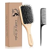 Hair Brush, Sosoon Boar Bristle Paddle Hairbrush...