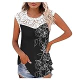 Sleeveless Tops for Women Lace Floral Splicing...