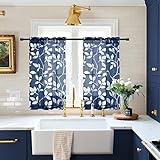 XTMYI Navy Blue and White Curtains for Bathroom...