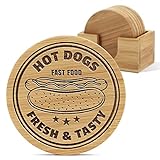 Bamboo Funny Hot Dogs Coasters for...