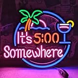 It's 5:00 Some Where & Palm LED Neon Sign Art Wall...