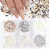 Holographic Nail Art Sequins Glitter Kits 6 Boxes...