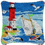 Lighthouse and Sailboat Latch Hook Kits Pillow...